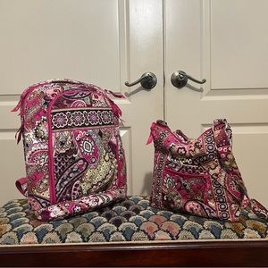 Pink Vera Bradley Backpack with Matching Purse